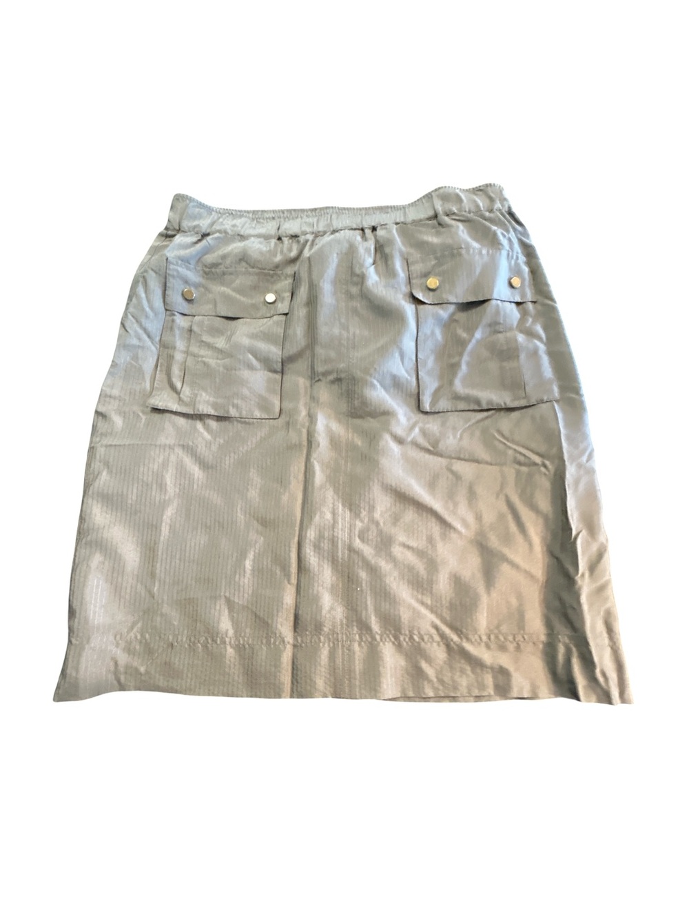 Banana Republic 100% Silk Utility Cargo Mini Skirt Size 2 Olive Green Vintage
